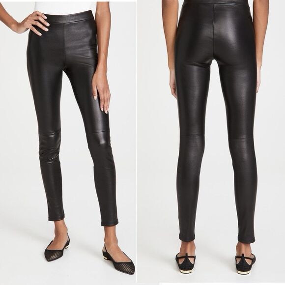 Theory Adbelle L2 Pants Lamb Leather Skinny High Rise Plants Black Womens Size 8